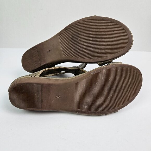 Corkys Franky Perforated Faux Leather Low Wedge Heel Sandal Metallic Gold 9 - Picture 10 of 10